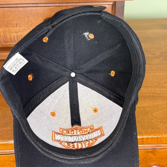 Harley-Davidson logo Black baseball hat cap orange flames adjustable - Picture 6 of 8